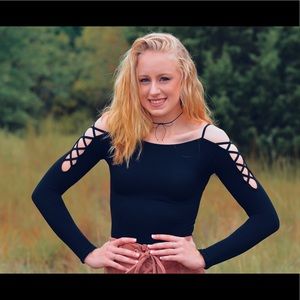 Black Long Sleeve Fitted Top